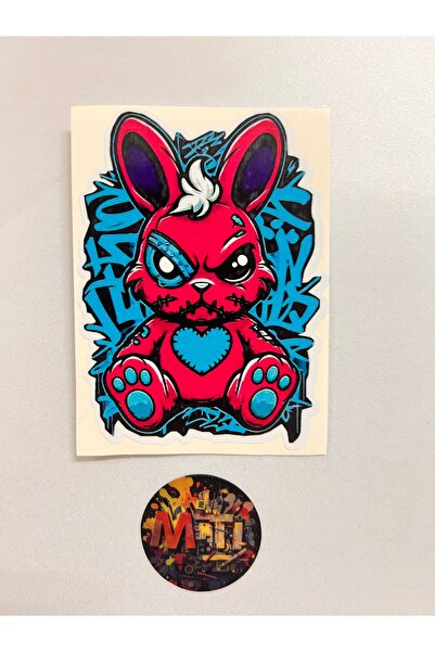 sticker ملصق زجاجي ملون على شكل أرنب 10×7 سم للسيارة والدراجة النارية والكمبي...