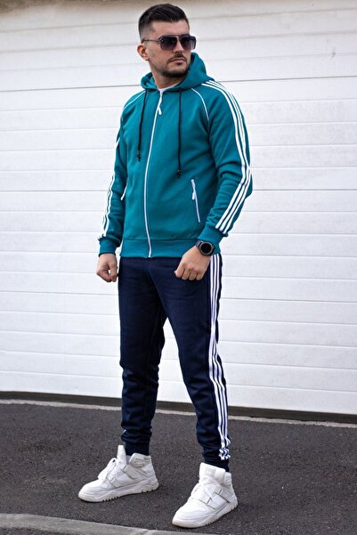 EXCLUSIVE STYLE Men's cotton tracksuit - ExDG Turquoise/Navy