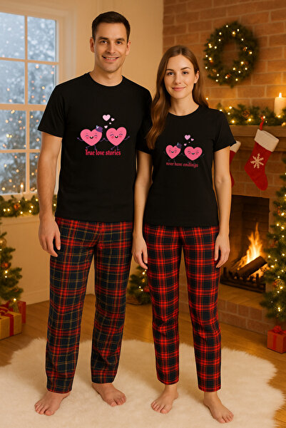 MVRDAR Pijamale cuplu - set Craciun in doi Grinch cu tricou si pantaloni de p...