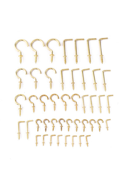 Lawazim Hook Screws Kit 47pcs - Durable Multi-Size Hooks for Home & DIY Projects