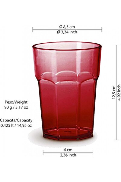Omada Octagonal glass 0.40 L red - WLK
