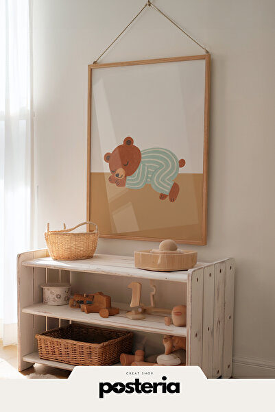 Posteria Tekli İskandinav Çocuk Odası Dekoru, Uyku Dekoru, Çocuk Odası Tablos...