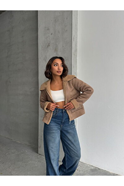 Caddebostan Moda Mink Women's Plush Suede Jacket Modern Premium Luxury Trend Design Coat