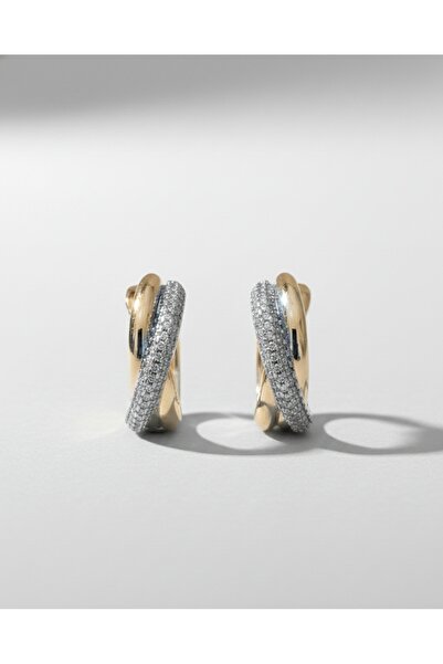 Rua Jewelry Özel Seri Pirinç Rodyum Kaplama Küpe | 14 Ayar Altın Renk | Karar...