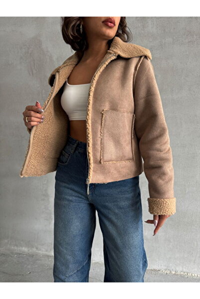 Caddebostan Moda Mink Women's Plush Suede Jacket Modern Premium Luxury Trend Design Coat