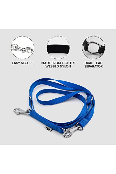Teo Adjustable Webbing Dog Leash – Multifunctional Reflective Training Lead (Royal Blue, 2.5x120-2