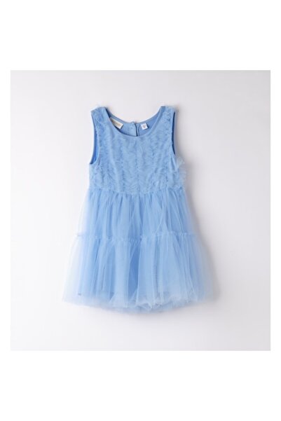Sarabanda Rochie pentru fete cu aplicație de tul, albastru deschis, 7 ani