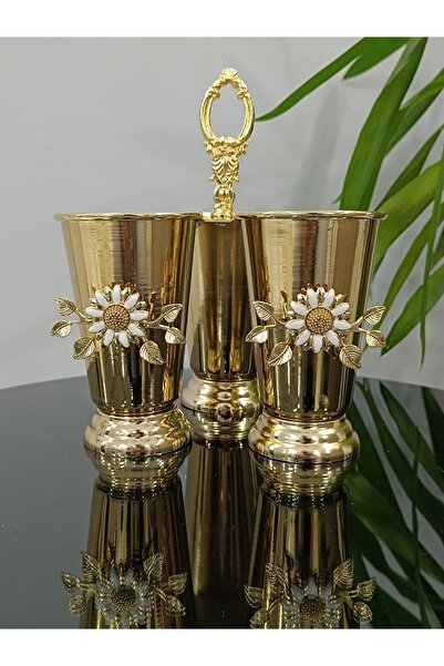PARILTI HOME COLLECTİON حامل ملاعق ذهبي مكون من 3 قطع