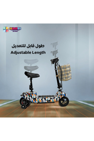 ALBADER Electric Scooter V10 with Seat & Lighted Wheels, Electric Kick Scooter For Kids,24V Battery