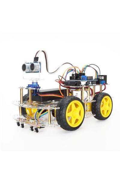 Arduino 4WD Smart Car Kit - UNO R3 STEM Robot with Line Tracking & Obstacle Avoidance