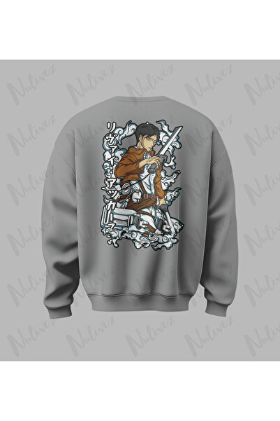 Nulivez Attack on Titan Levi Character Back Printed High Quality Unisex Oversized O Neck Sweatshirt