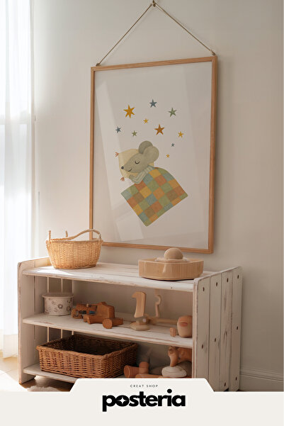 Posteria Tekli İskandinav Çocuk Odası Dekoru, Uyku Dekoru, Çocuk Odası Tablos...