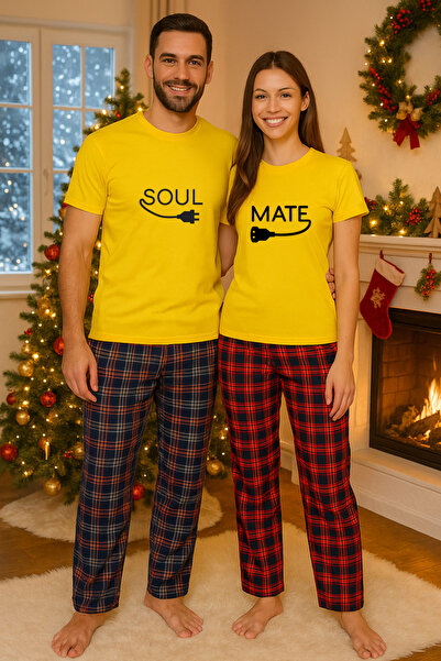 MVRDAR Pijamale cuplu - set Craciun in doi Grinch cu tricou si pantaloni de p...