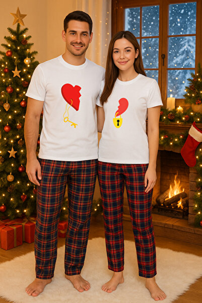 MVRDAR Pijamale cuplu - set Craciun in doi Grinch cu tricou si pantaloni de p...