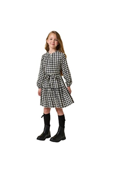 İDO I Do Printed Dress for Girls, 4.A902, White/Black, 170-176 cm