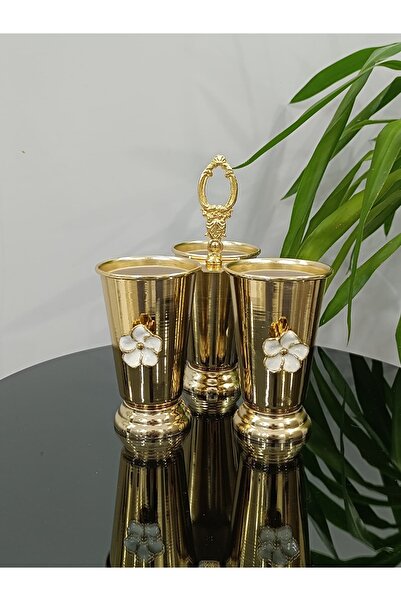 PARILTI HOME COLLECTİON حامل ملاعق ذهبي مكون من 3 قطع