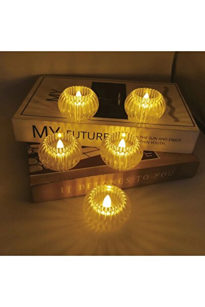 Kuzey VIP PROFESYONEL KALİTE IŞIKLI YILBAŞI MUMU CRYSTAL LİGHT CANDLE 6 ADET ...