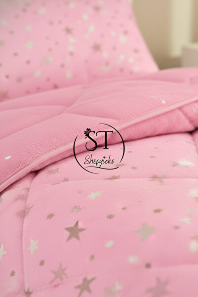 Shopyteks Single Welsoft Quilt Sleeping Set Pink Star | Fitted Sheet | Dowry Set | Dowry Set