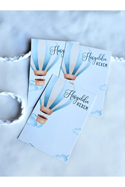 Çikoleyt Design Kişiye Özel Anahtarlık Kartı - Balonlu Doğum Kartı - Hoşgeldi...