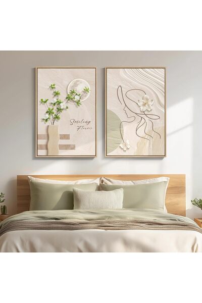 ALAYRA International مجموعة من لوحتين فنيتين جداريتين من القماش بتصميم امرأة ...