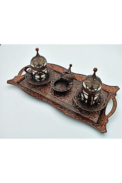 E orient 2-Person Coffee Set Cast Iron Turkish Coffee Set with Ottoman Motifs