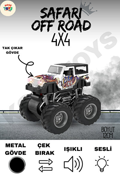 kosetoys Metal Jeep Friction Powered Lighted Musical Off Road Car 12 cm