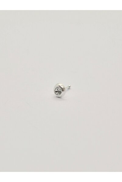 Set 925 Ayar Gümüş Zirkon Tek Taşlı Yuvarlak Burun Piercing Hızma ( Çap: 3 mm )