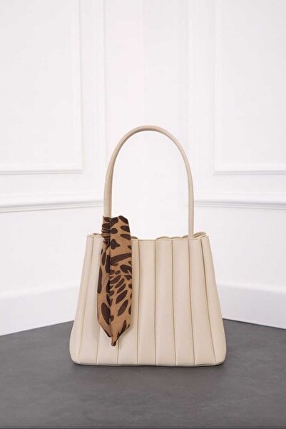 ÖZÜM TAKI Women's Large Size Shoulder Bag Cream Color