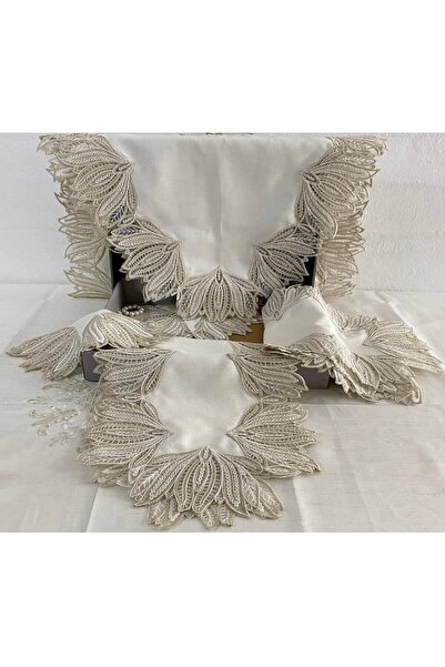 Madamca Olgaaa Gardenia (Chain) French Lace 5-Piece Runner Set Living Room Set Tablecloth