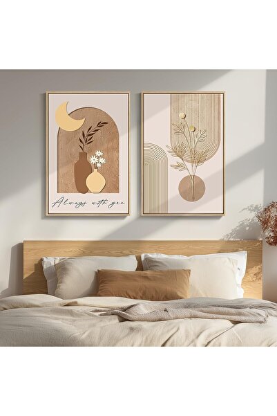 ALAYRA International مجموعة من لوحتين فنيتين جداريتين بتصميم قمري عصري محايد ...