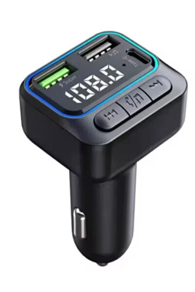 OEM FM Modulator with 3 in 1 Charger, Bluetooth 5.0, USB, Type-C, Call Answering, MP3 Player, Black
