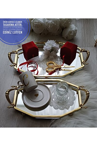LilAmor Concept Hediyelik Metal aynali soz nisan tepsi gelin damat kahvesi is...