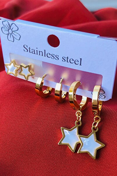 Marka Set of 3 Women's Steel Earrings