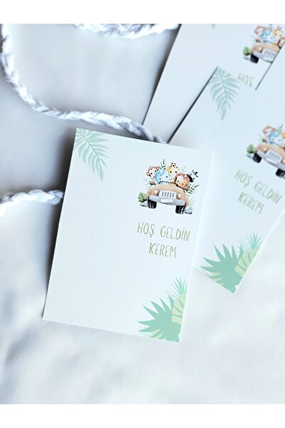 Çikoleyt Design Kişiye Özel Anahtarlık Kartı - Safari Doğum Kartı - Hoşgeldin...