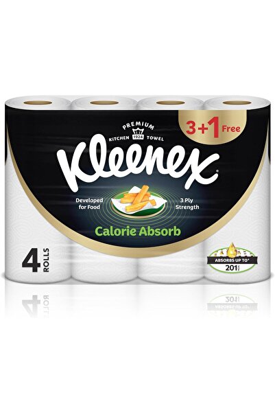 Kleenex Kitchen Tissue Paper Towel, 3 PLY, 4 Rolls x 50 Sheets, Food-Grade Strong Absorbent Kitchen Tissue