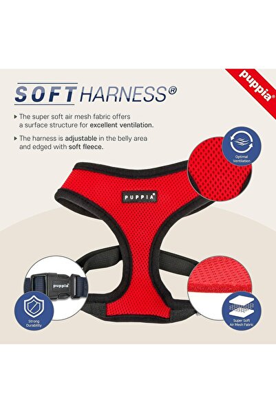 puppia Soft Dog Harness, Sky Blue, Medium