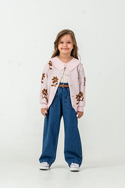 Harika KIDS Girl's Knitwear Cardigan-Shirt-Denim Pants 3-Piece Set