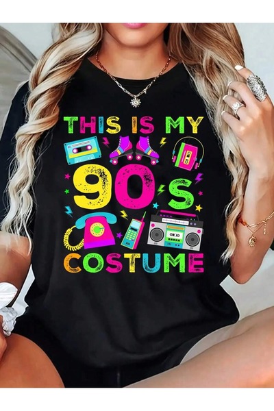 EYMORA 90'lar Kaset Çalar Baskılı Kadın Kısa Kol Tişörtü