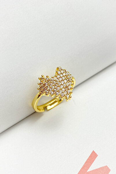 roshel Steel Ring Stone Heart Ring Adjustable