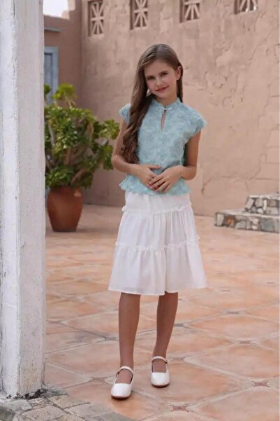 Alesaei-mondo tondo White skirt for girls 7159