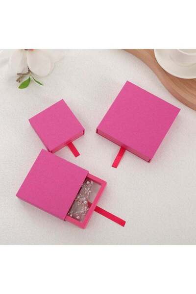 Generic Rose Red PE Floating Transparent Jewelry Display Box Set of 2 (9x9x2cm)