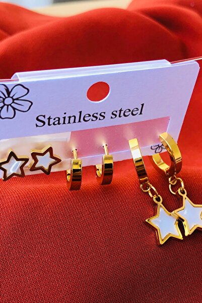 Marka Set of 3 Women's Steel Earrings