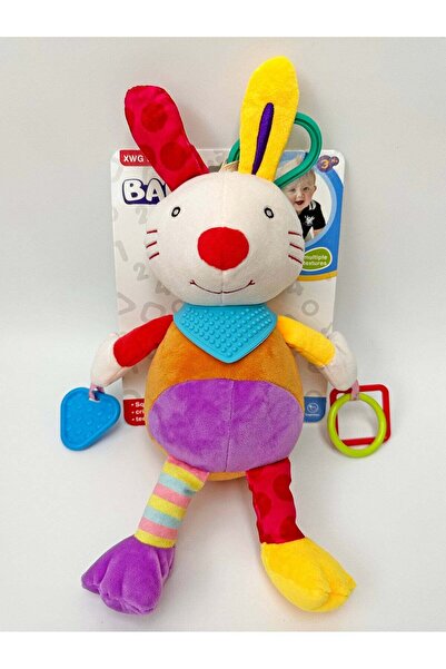 Generic Orange Life Baby Plush Rabbit Toy with Teether, Rattle & Hanging Clip