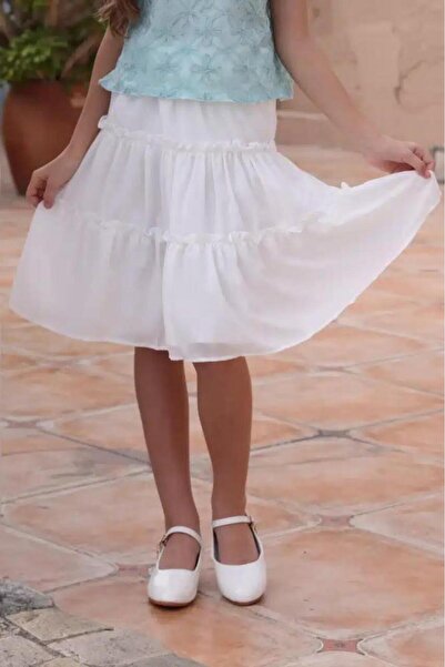 Alesaei-mondo tondo White skirt for girls 7159