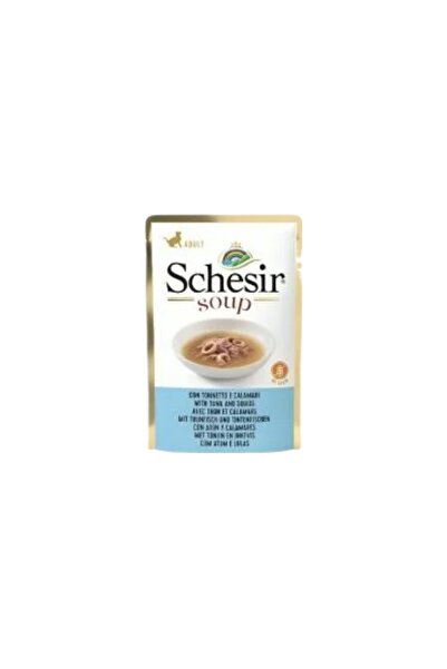 Schesir شيزر طعام رطب للقطط حساء بالتونة مع الكاليمار 85g