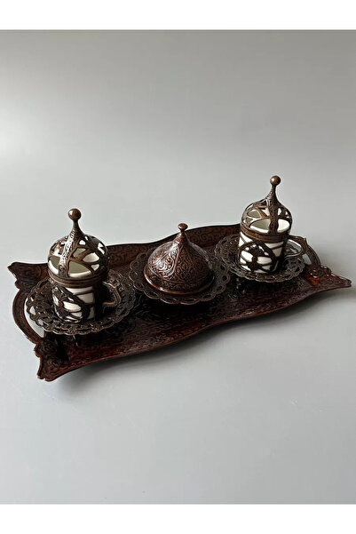 E orient 2-Person Coffee Set Cast Iron Turkish Coffee Set with Ottoman Motifs