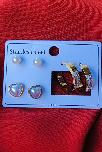 Marka Set of 3 Women's Steel Earrings