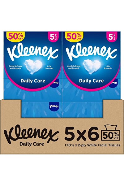 Kleenex Daily Care Facial Tissue - Pack Of 30 Boxes, 170 Sheets x 2 Ply