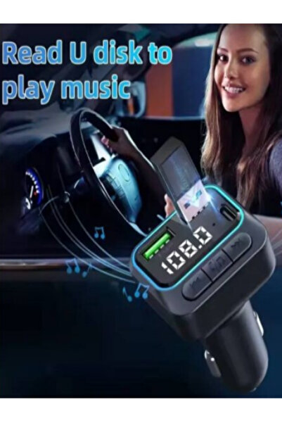 OEM FM Modulator with 3 in 1 Charger, Bluetooth 5.0, USB, Type-C, Call Answering, MP3 Player, Black