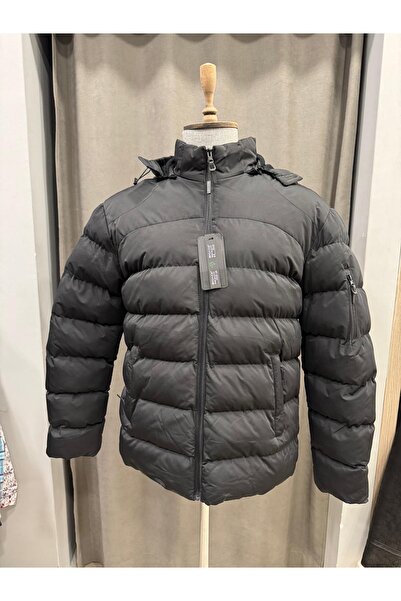 BIGAZZI SİYAH ERKEK KAPŞONLU ŞİŞME MONT